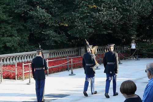 The changing of the guards at the Tomb of the Unknown Soldier