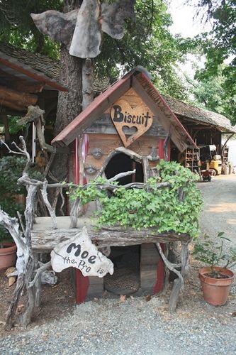 The Burl wood doghouse. Photo © by Photographer Linda Hoxie A cute doghouse at It's a Burl.