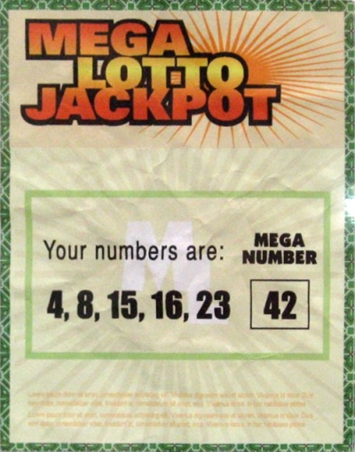 The most famous winning lottery ticket.  From Lost  (&amp; most played numbers during the series!)