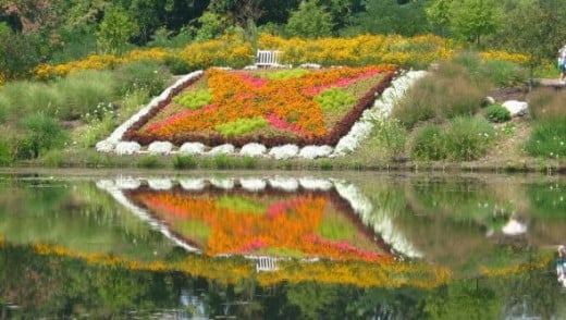 Reflected quilt garden looks twice its size