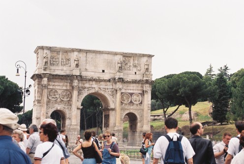 Just outside the Colosseum is the Arch of Constantine, the first Christian Emperor of Rome (although that has been debated). It is one of only three such arches to survive in Rome today. The others are located in the Roman Forum.