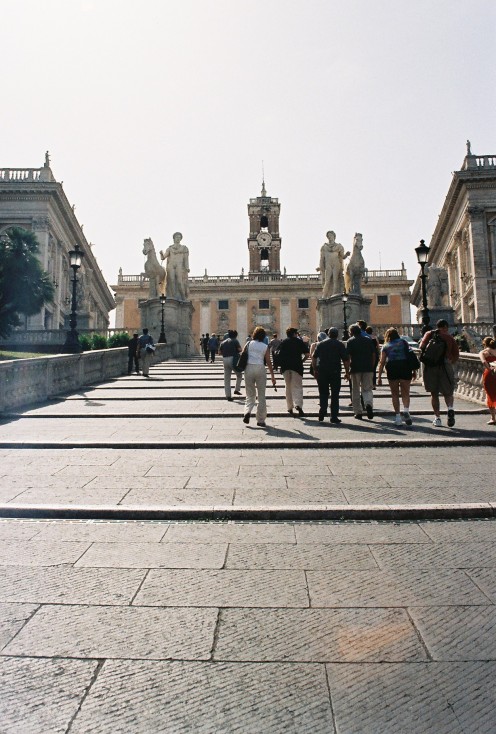 "Cordonatta" staircase designed by Michelangelo, leading up to Capitoline Hill.