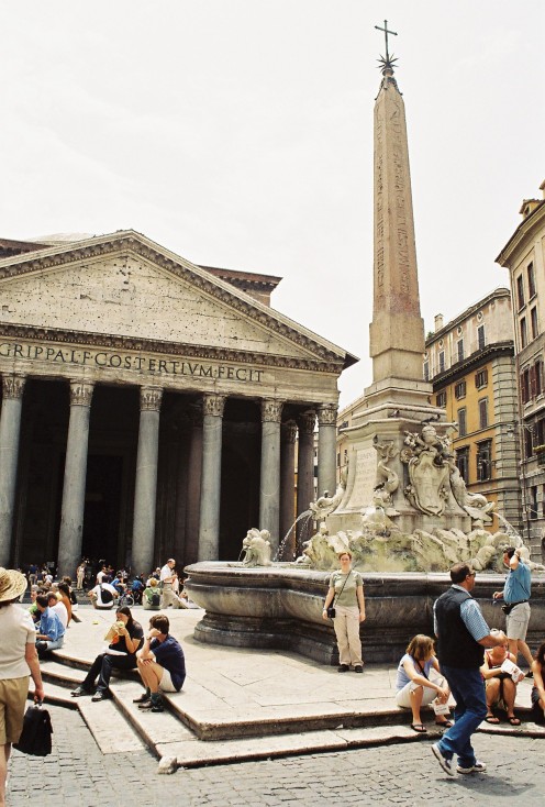 The Pantheon was originally built in 80 A.D. as a temple to all the gods of Ancient Rome, and after being destroyed by a fire, was rebuilt in 126 A.D. during Hadrian's reign. In 609 A.D., Pope Boniface IV converted it into a Christian church.