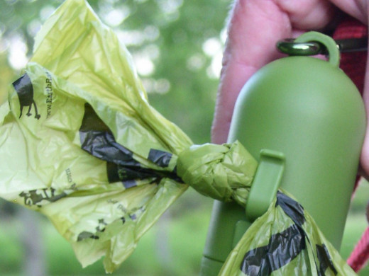 Filled bag, knotted closed, hangs securely off hook.