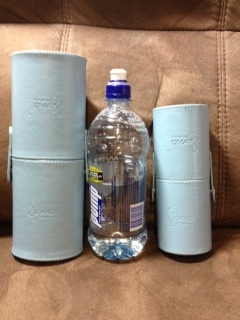 Both sets next to a 750ml Pump water bottle.