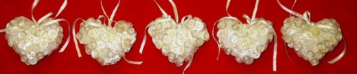 Handmade Button Heart Christmas Tree Ornaments