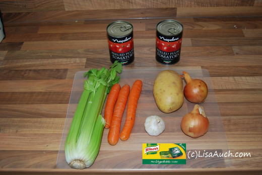 Ingredients used for Basic Minestone soup