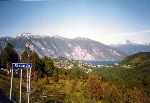 Stranda, seen from the road in to town.