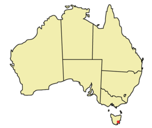 Hobart is marked with a red point on the South East