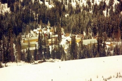 Holden Village from above on the copper mining tailings