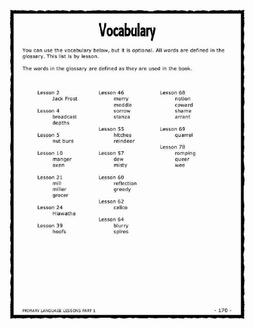 Pardon the terrible images. The free converter didn't do that great of a job. :)  You can see more samples at http://www.primarylanguagelessons.com