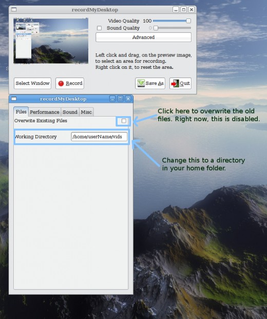 Using gtk-recordmydesktop