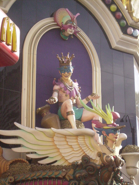 Jester above entrance to Harrah's Casino in Las Vegas, NV