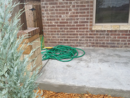 Water hose left out on the porch...-don't do.