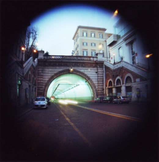 Umberto I Tunnel, Via Nazionale, Rome - early evening with bulb setting, long exposure and wide angle lens
