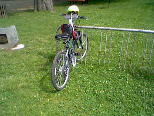 A bike rack. They seam to be set to the side but are always available.