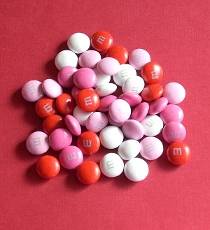 Pile of Milk Chocolate Valentine M&Ms