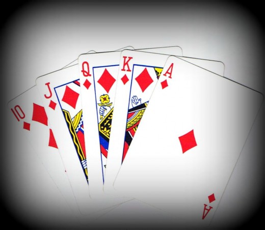 Royal flush clip art with vignette effect