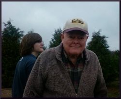 Dad and Dustin at the Christmas Tree Farm 2010