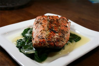 Salmon on a Bed of Spinach