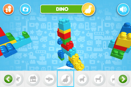 A screen shot of the Mega Bloks free building app.