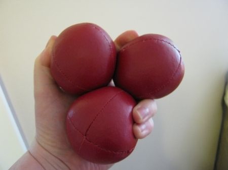 These are my professional juggling balls. It took me months to teach myself to juggle. These balls have been worked in and are fabulous.