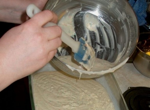 I mixed up the cake batters and baked them.