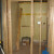 View of the powder room from the kitchen. View of the powder room from the kitchen.