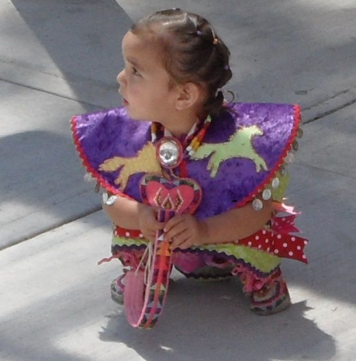 Ready to go dancing in her fancy dress.