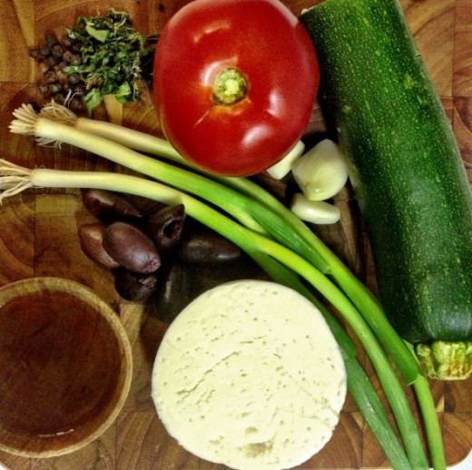 Ingredients for this vegetarian pasta dish