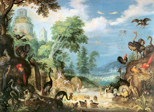 Landscape with Birds by Roelant Savery, public domain