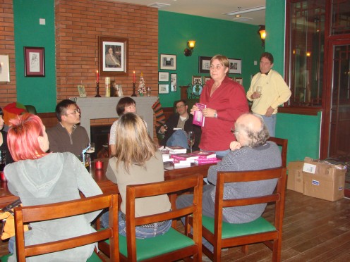 Reading an excerpt from my book at the book signing.