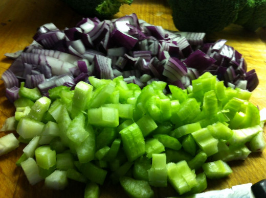 Chop celery and onion