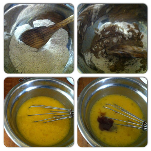 mixing dry ingredients/eggs