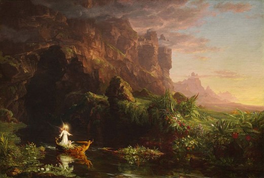 Childhood by Thomas Cole. Nature, spirituality and emotion were important aspects of Romantic Era art as well as poetry.