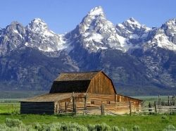 Barn near the Grand Teton mountains
