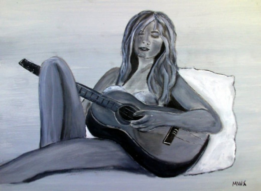 Naked guitarist