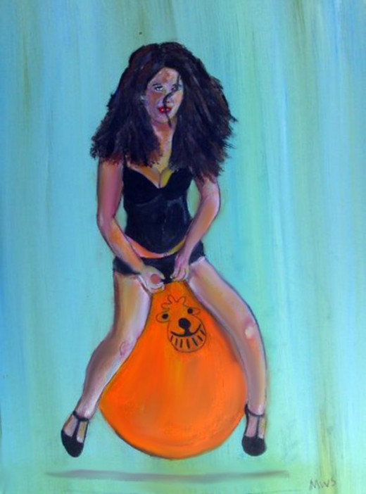 Young Woman on Space Hopper