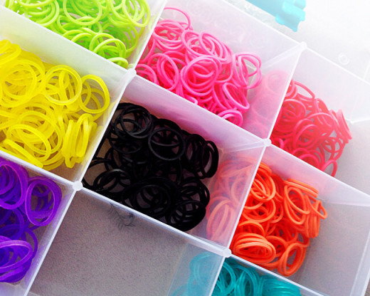 After many failed attempts at organization, I finally figured out the best way to organized Rainbow Loom rubber bands was in an organization box much like the one in this picture. 