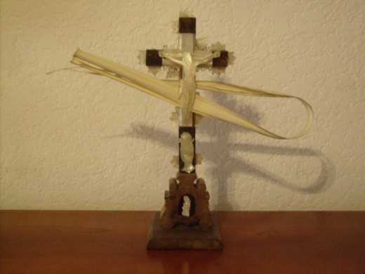 A Crucifix with Palm Leaves for Palm sunday 