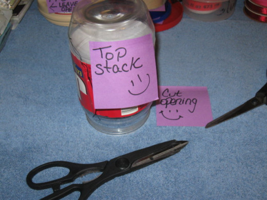Let's make the top stack first, shall we? Cut out the opening.