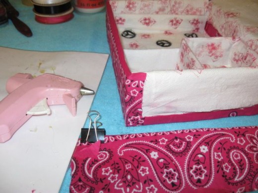 Glue down the little edges and overlap for complete coverage. Glue down the little edges and overlap for complete coverage.