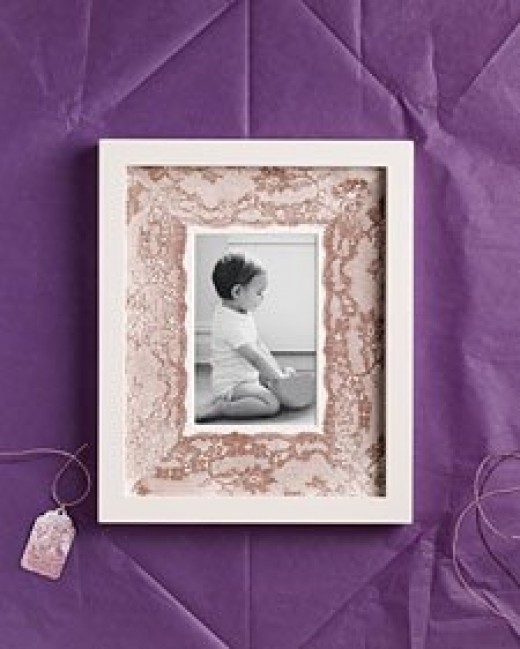 Mat a picture with lace. Source:  MarthaStewart.com. See link for directions below.