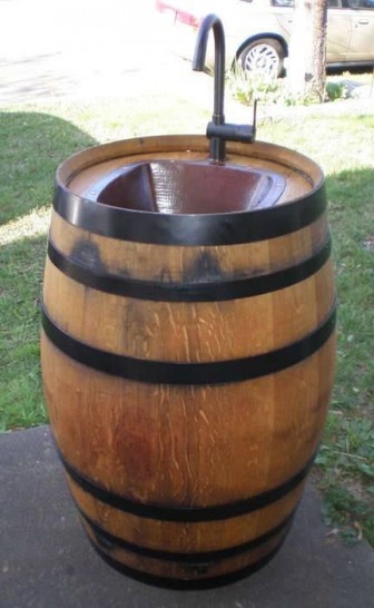 DIY Wine Barrel Sink