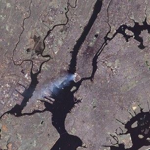 NASAGoddard Satellite Image of 9-11-01 WTC Towers Burning