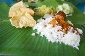 Indian Curry On Banana Leaf