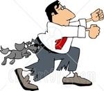 Dog attacking a man