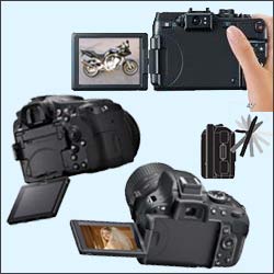 Cameras with variable angle screens