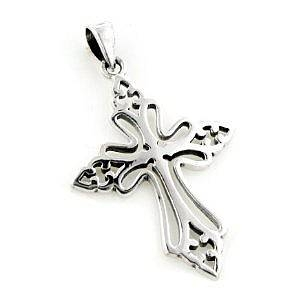 Sterling Silver Open Cut-Out Filigree Celtic Cross Pendant
