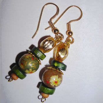 Jezebel Painted Wood Bead Earrings